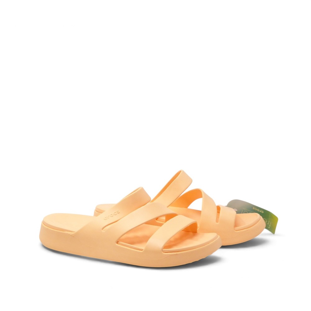 NEW Crocs Womens Getaway Toe Loop Wrap Sandals Orange Peach Platform 11